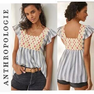 Anthropologie Forever That Girl Basal Embroidered Tunic Blouse 4